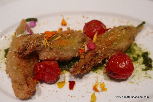 Ricotta stuffed squash blossoms