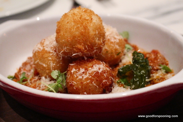 While traditional arancini has a small bit of meat in the center, these were loaded with gooey cheese!
