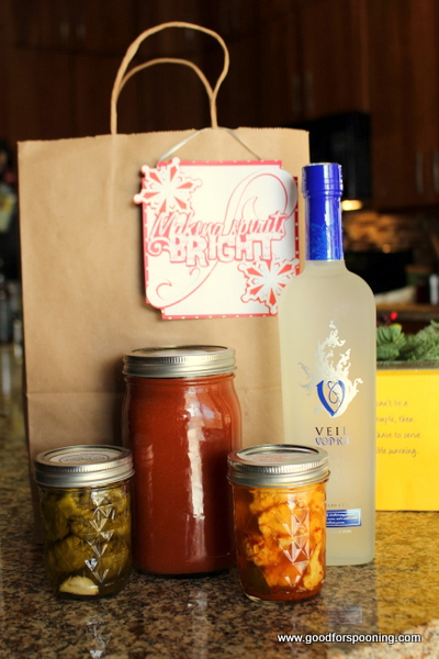 Everything was made by me except the Vodka - DUH! (L - R - Pickled Padron Peppers, Mary Mix, Pickled Curried Cauliflower)