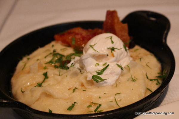 Mashed potatoes with a poached egg and guanciale? Yes Please!