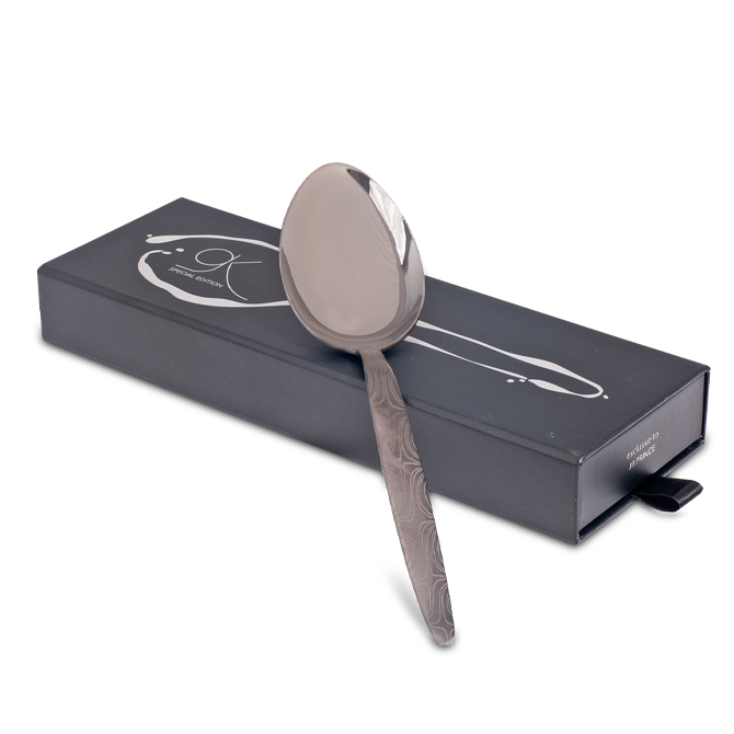 Gray Kunz Damascus Patterned Plating Spoon - for a gift that always gets used!